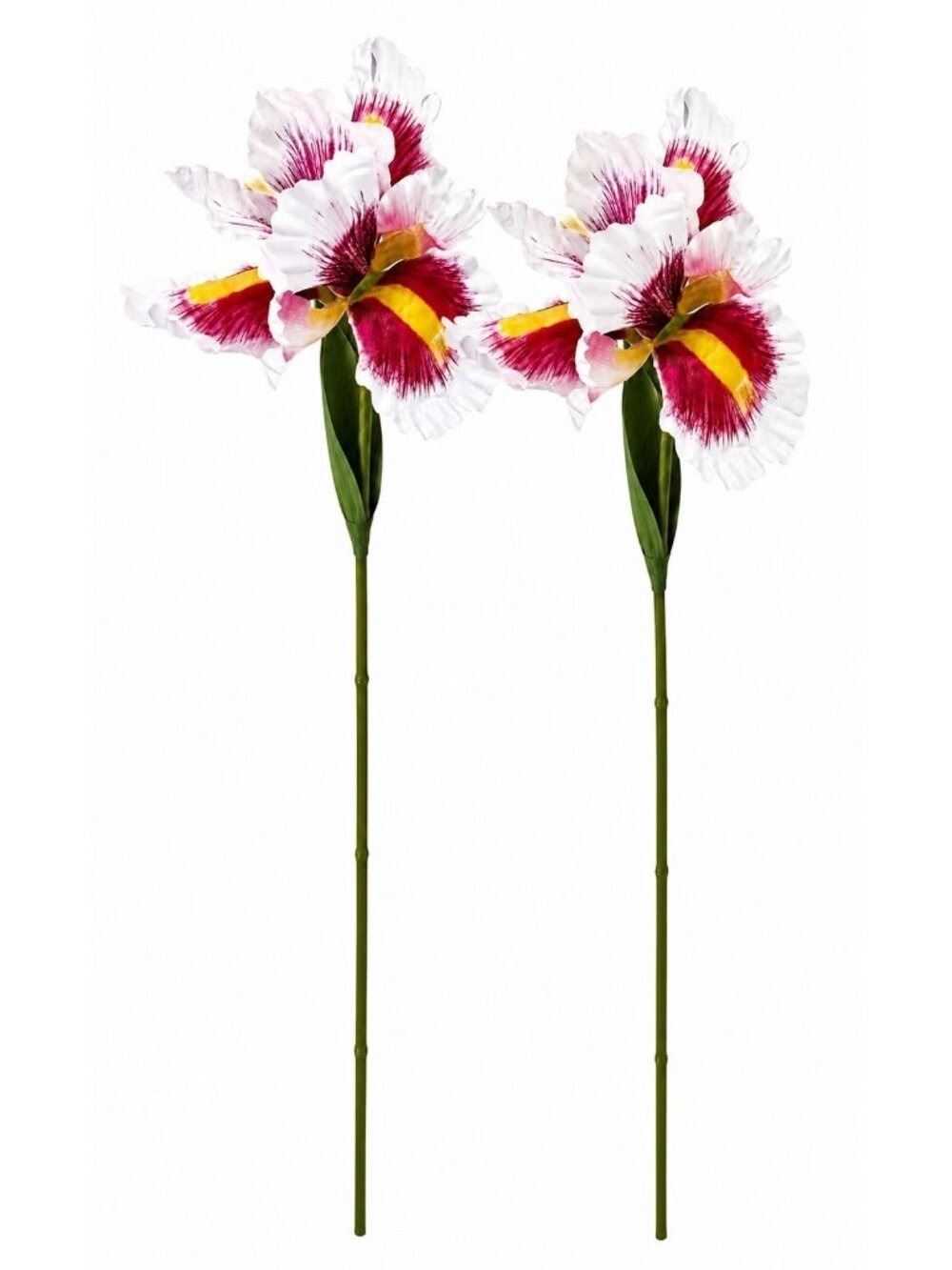 Faux Iris Flower Stems White Pink Yellow Floral Stems Artificial Flowers Cottage